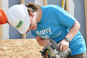 Hammer and nails: women take on build at Habitat for Humanity site.