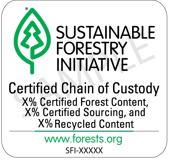 SFI COC percentage certified-certified sourcing-recycled-SAMPLE