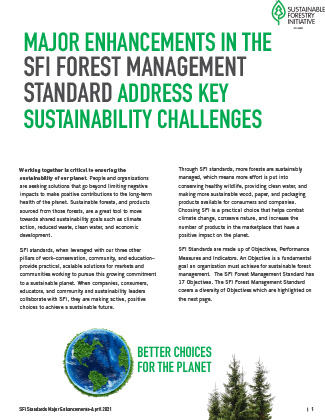 Major Enhancements in the SFI Forest Management Standard